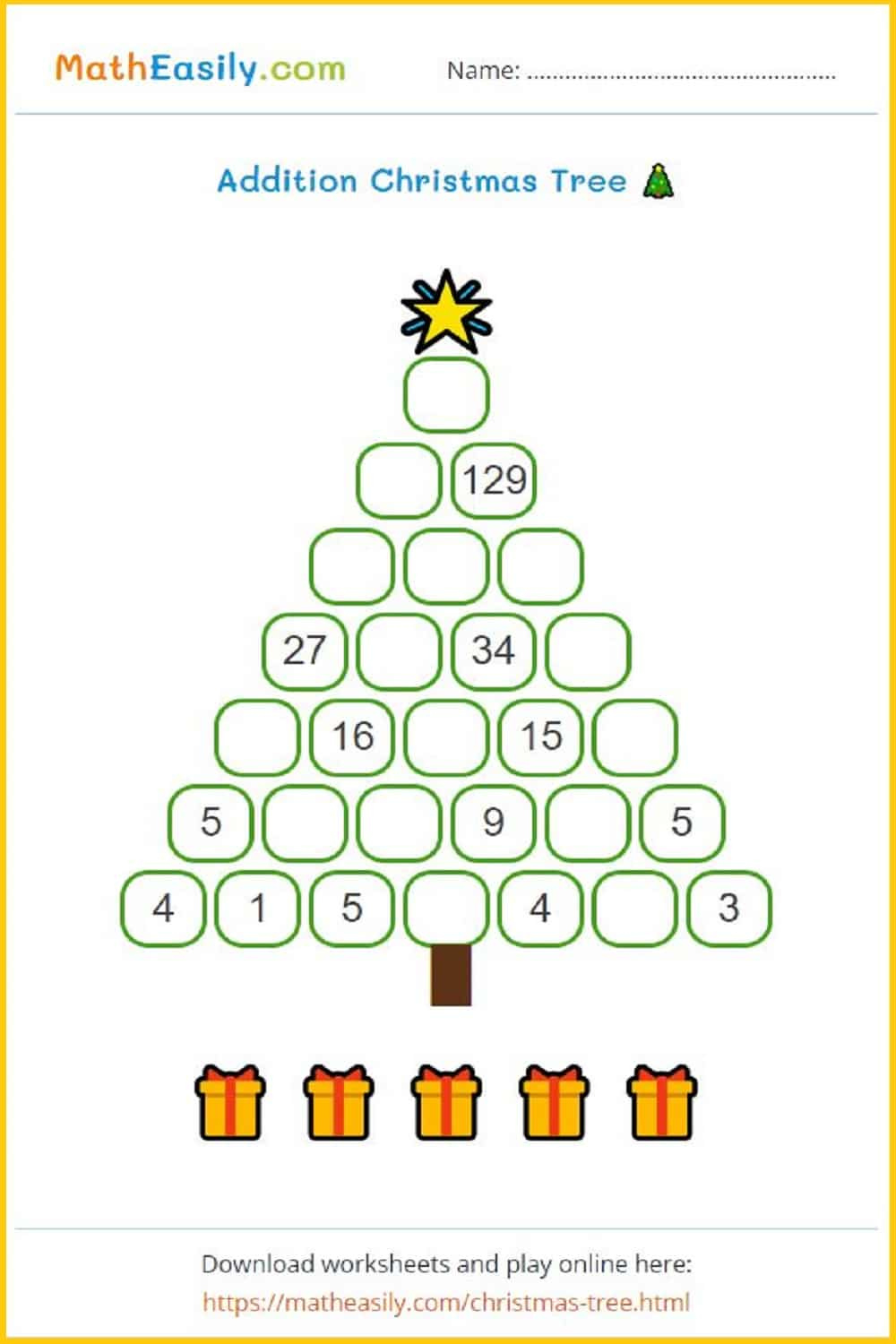 Math Christmas Tree Game Online + Worksheets 🎄 with Christmas Math Game Worksheets