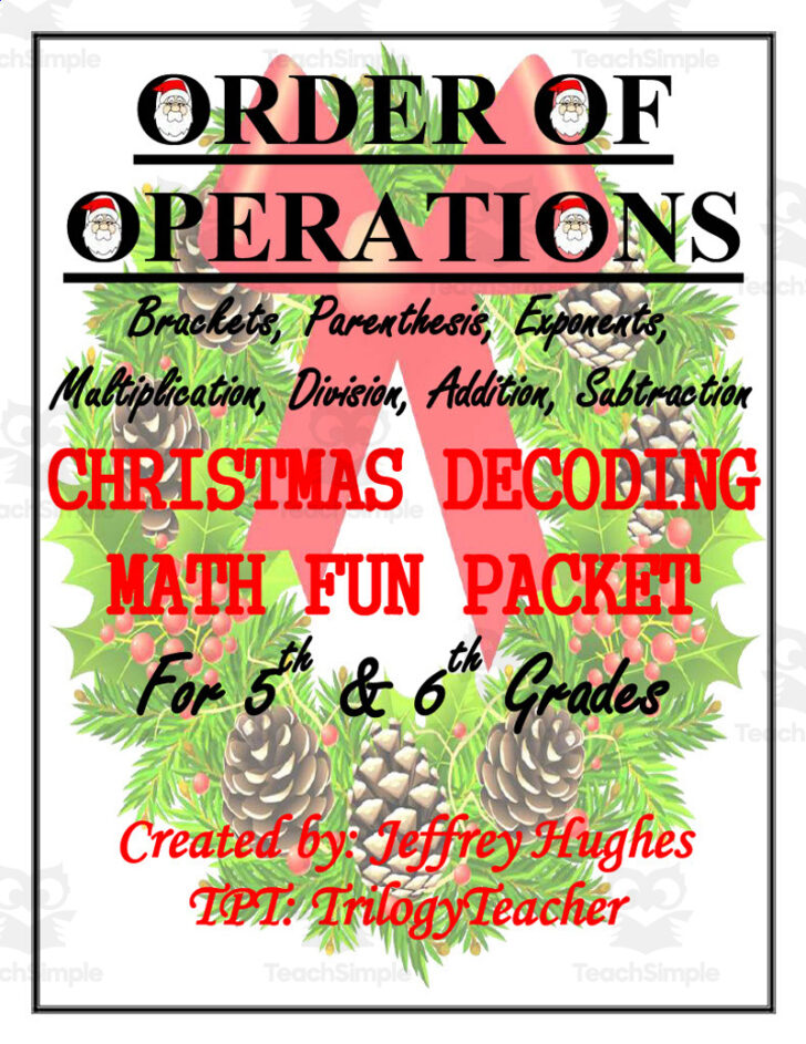 Christmas Math Worksheets Order of Operations