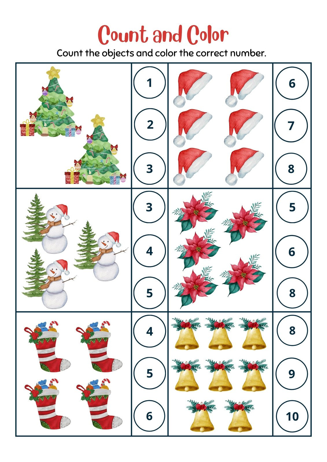 Page 2 - Free, Editable Christmas Worksheet Templates | Canva throughout Christmas Math Counting Worksheets