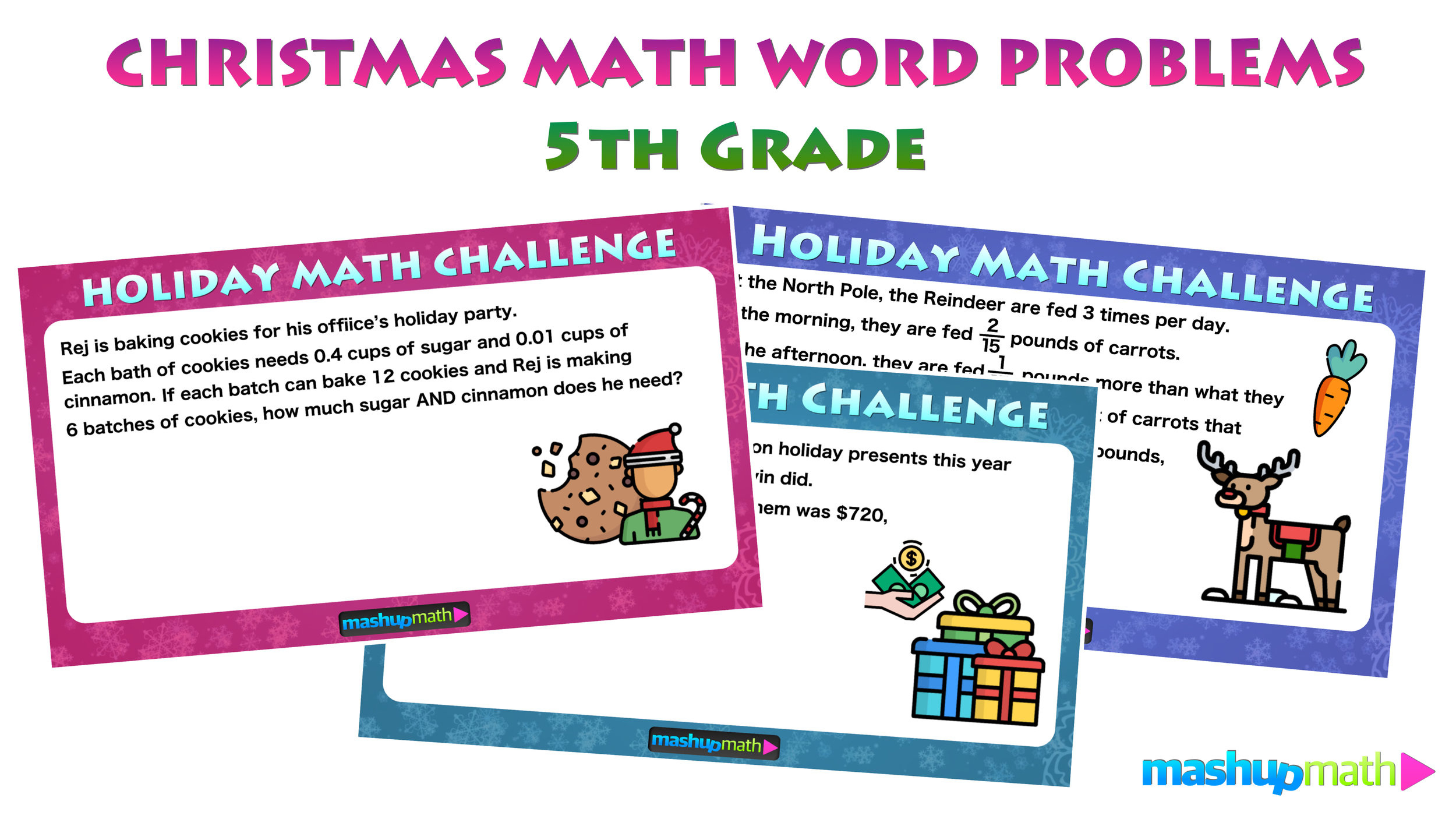 The Best Math Christmas Word Problems For 5Th Grade — Mashup Math with Christmas Math Word Problems Worksheets