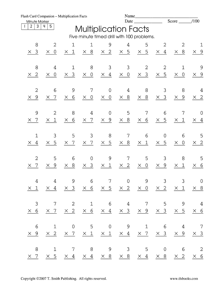 1 Minute Multiplication Drills Pdf: Fill Out &amp;amp; Sign Online | Dochub intended for 1 Minute Multiplication Worksheets
