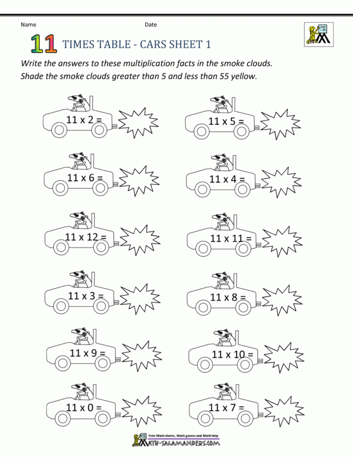 11’s Multiplication Worksheet