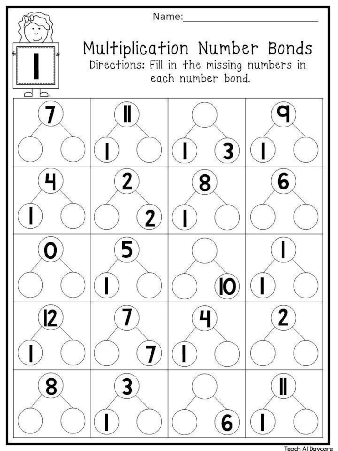 12 Printable Multiplication Number Bonds Worksheets. Numbers 1-12 pertaining to Number Bonds Multiplication Worksheets
