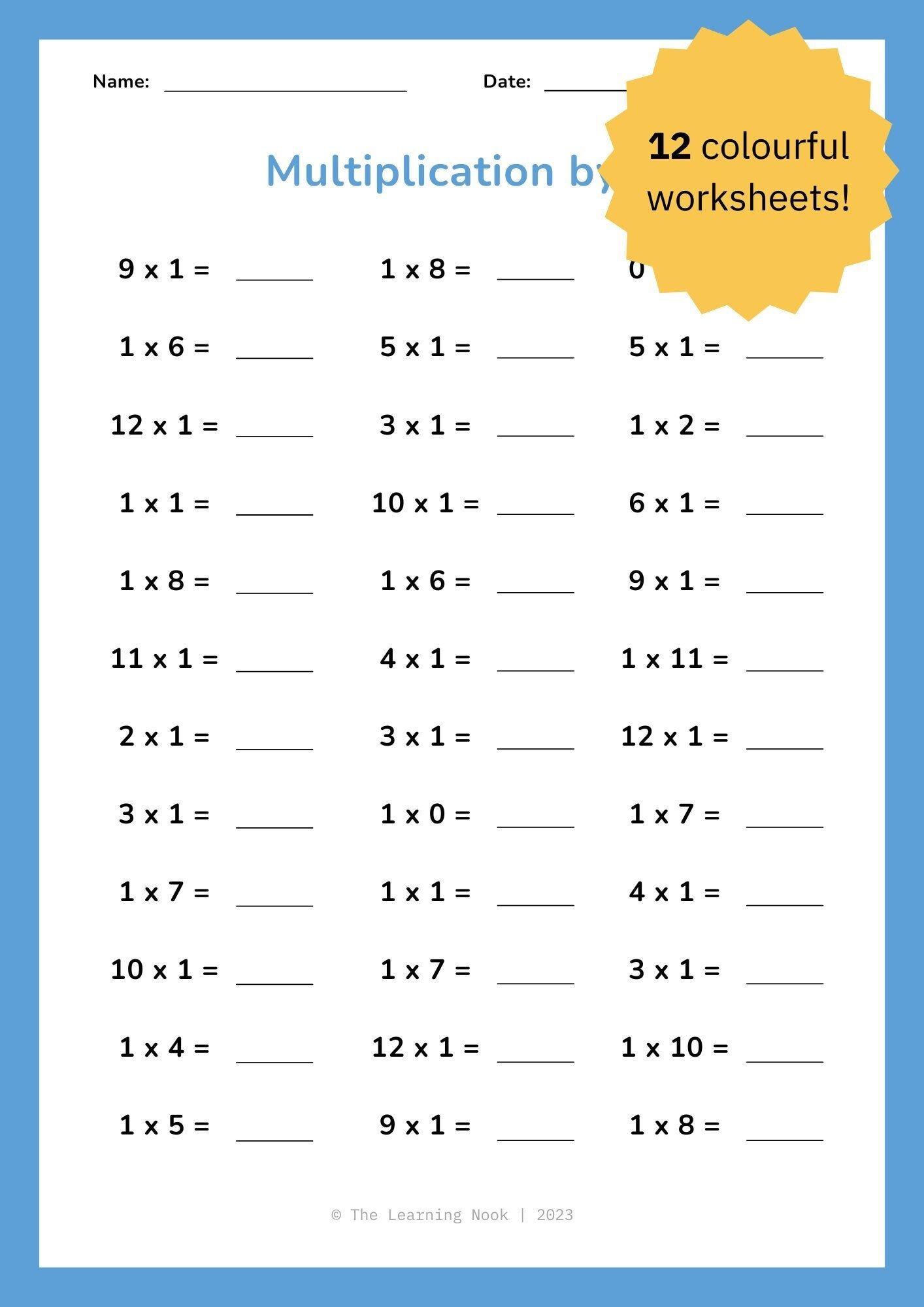 12 Printable Multiplication Worksheets - Times Tables Practice regarding Live Worksheets Multiplication Grade 3