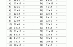 12 Times Table for Multiplication Worksheets 1 Through 12