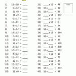 12 Times Tables Worksheets Intended For 12 Multiplication Table Worksheet