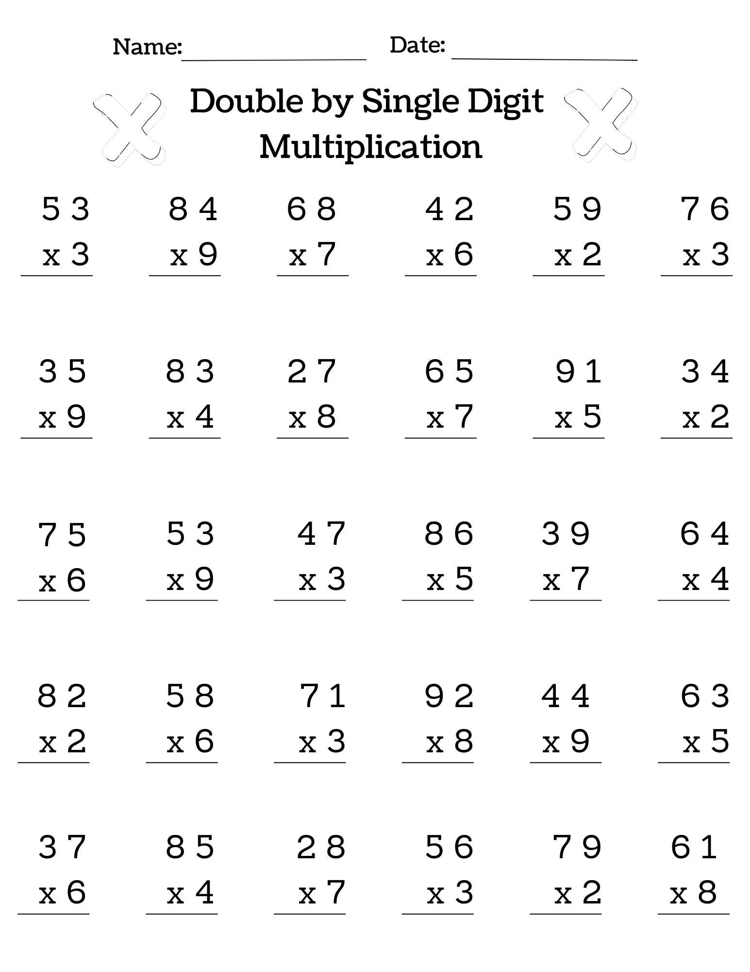 15 Printable Multiplication &amp;amp; Division Worksheets, Fill In The within Multiplication Double Digit by Single Digit Worksheets