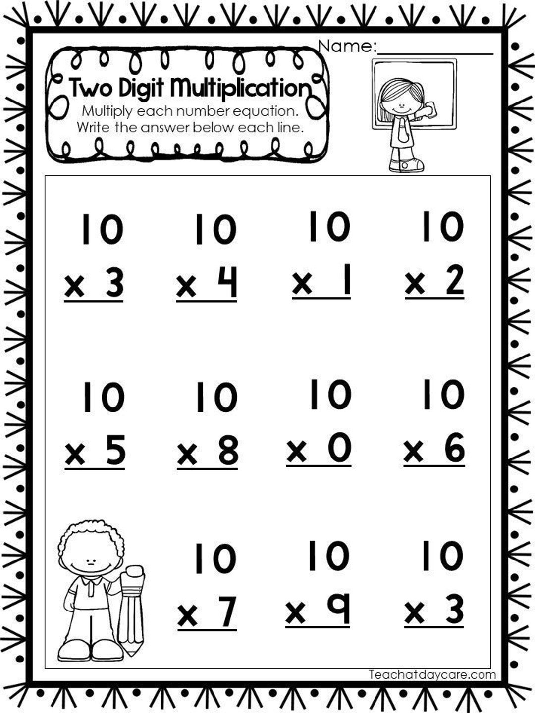 15 Printable Two Digit Multiplication Worksheets. Numbers 10-20 for Multiplication For Second Graders Worksheets