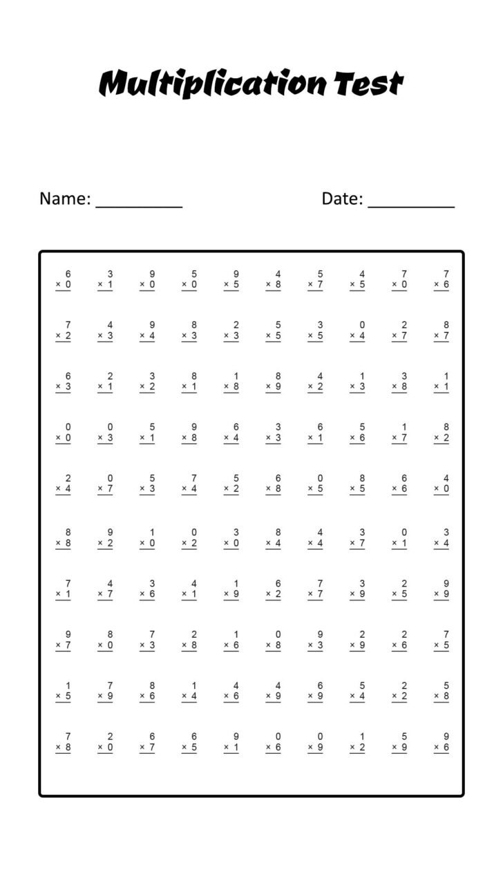 Multiplication Worksheets 0-5