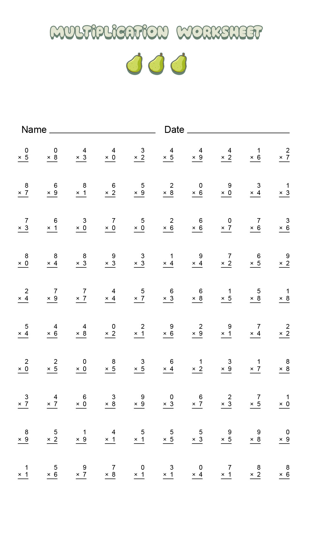 19 Timed Multiplication Worksheets - Free Pdf At Worksheeto throughout 100 Question Multiplication Test