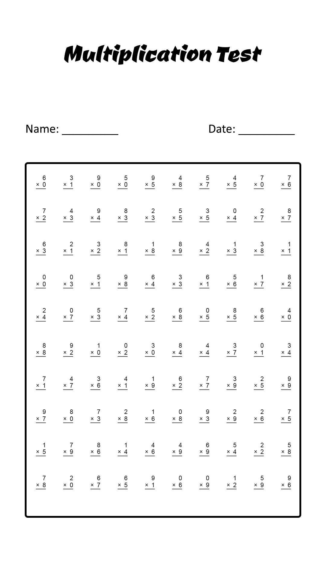19 Timed Multiplication Worksheets - Free Pdf At Worksheeto with Multiplication Worksheets 0-3