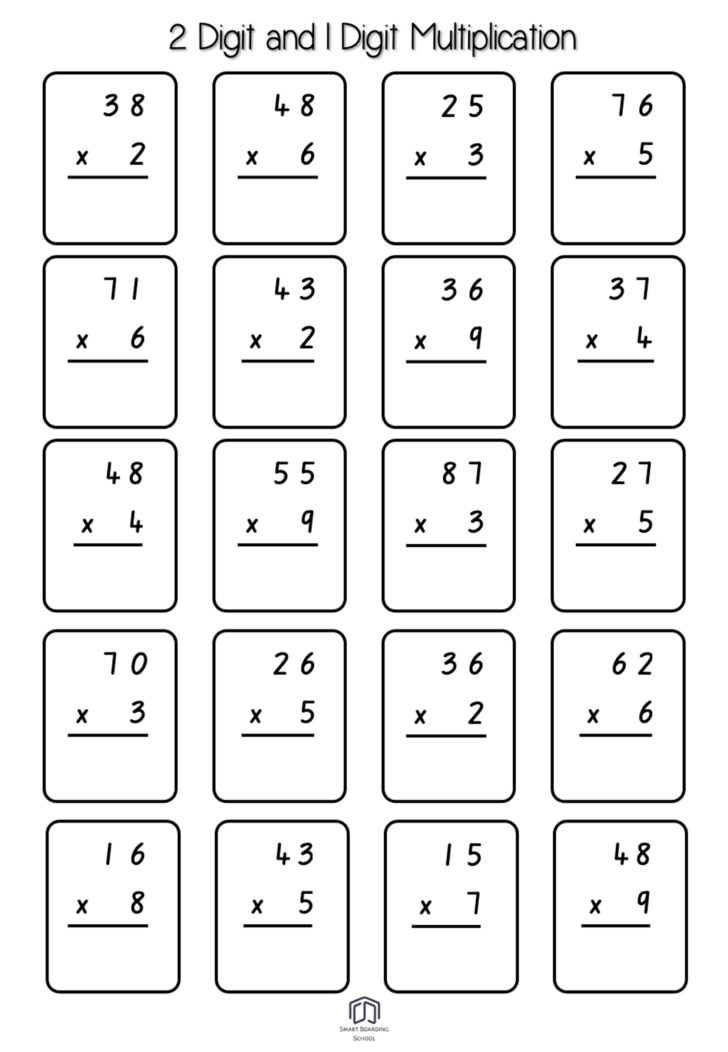 One Digit by Two Digit Multiplication Worksheets