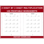 2 Digit Multiplication Worksheets: 100 Pages (Pdf Download)   Etsy Throughout Multiplication Worksheets For 2&#039;s