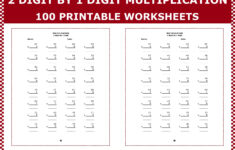 2-Digit1-Digit Multiplication Worksheets: 100 Pages (Pdf with One and Two Digit Multiplication Worksheets