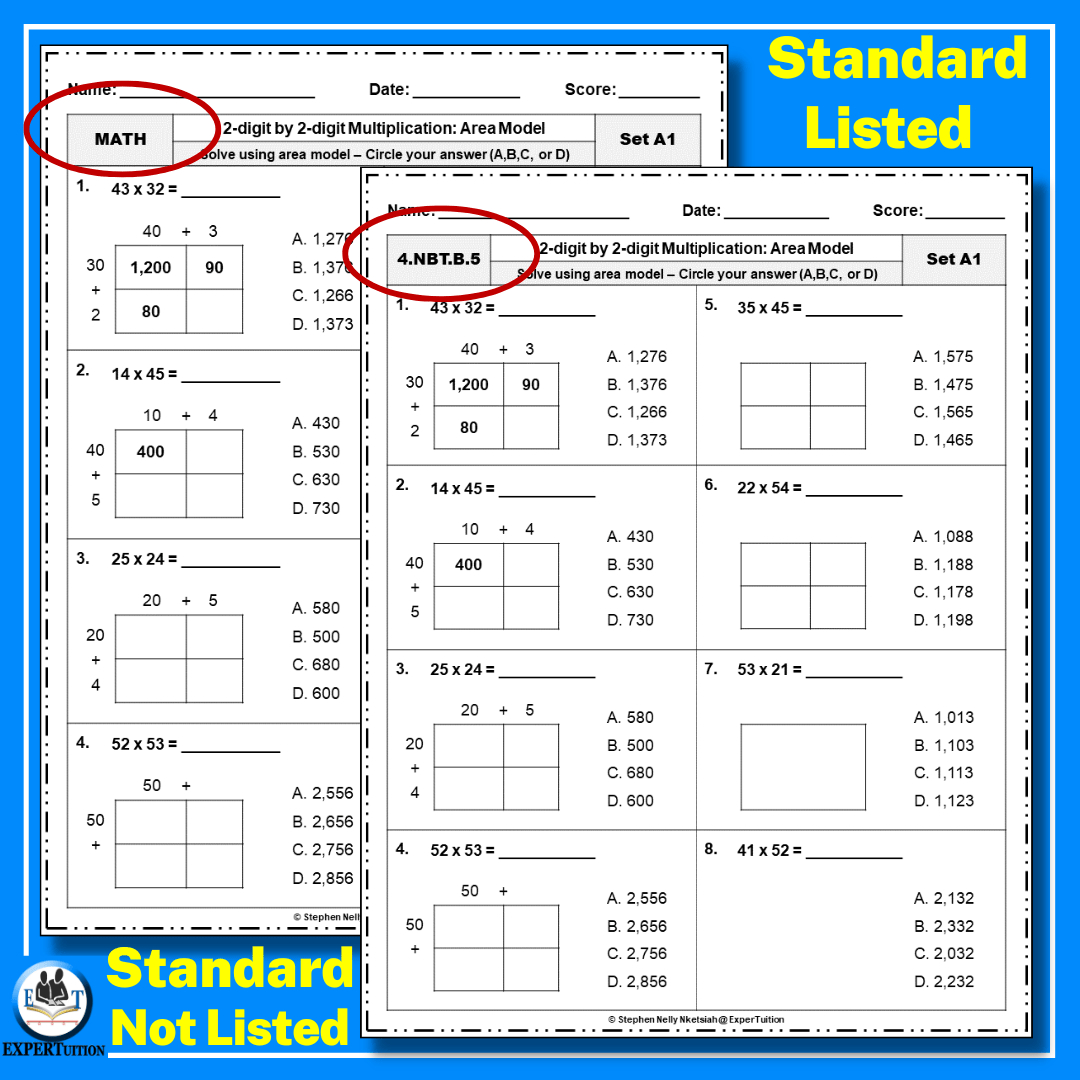 2 Digit2 Digit Area Model Multiplication Worksheets - Expertuition inside Area Model of Multiplication Worksheet