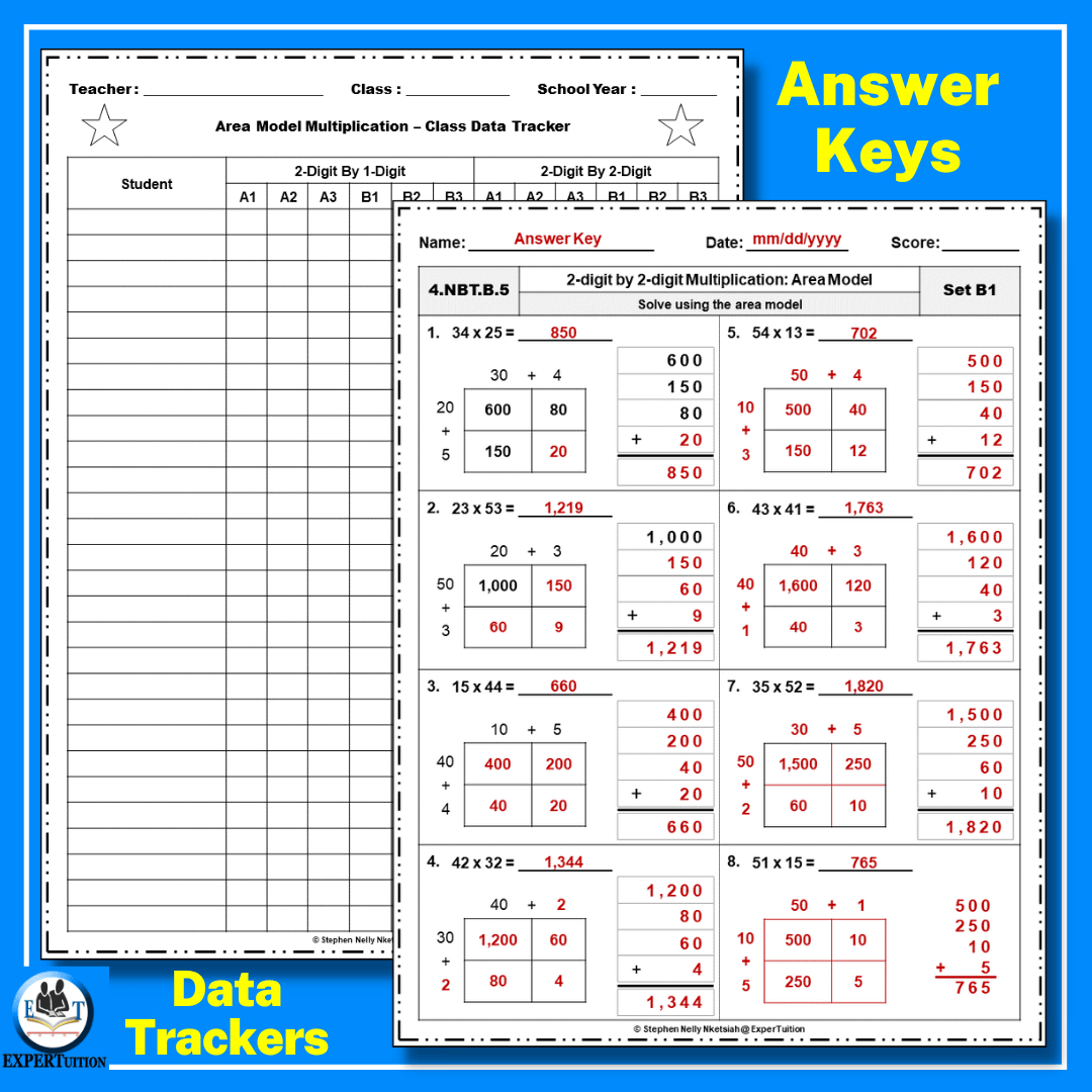 2 Digit2 Digit Area Model Multiplication Worksheets - Expertuition throughout Multiplication Using Area Model Worksheets