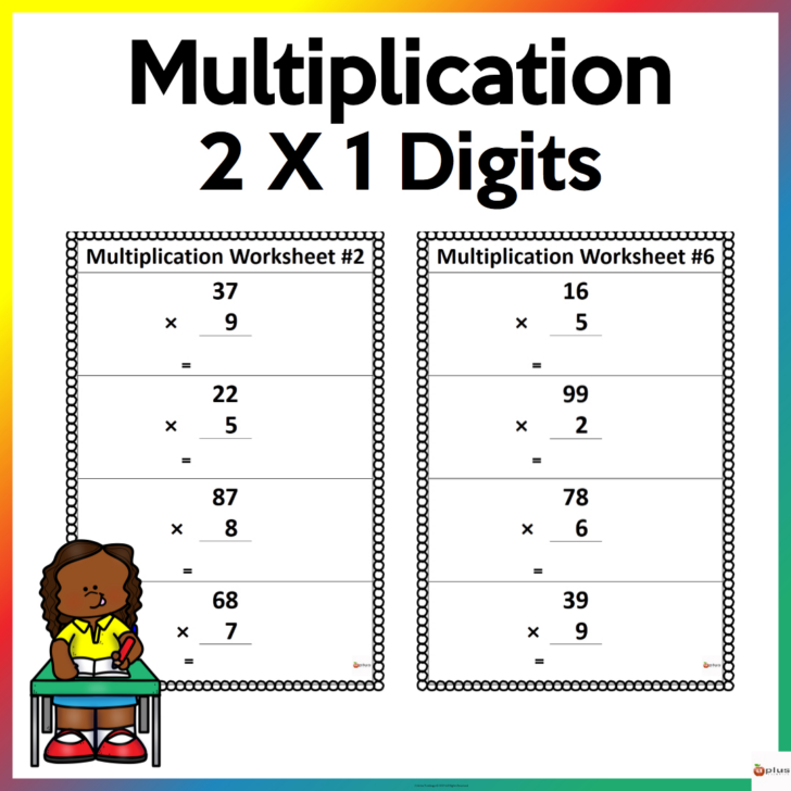 Two by One Digit Multiplication Worksheets Two by One Digit Multiplication Worksheets