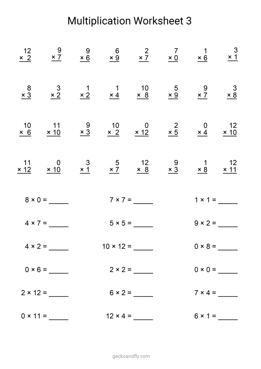 20+ Free Printable Multiplication 1-12 Worksheets, With Arrays And inside Free Printable Multiplication Worksheets 1-12