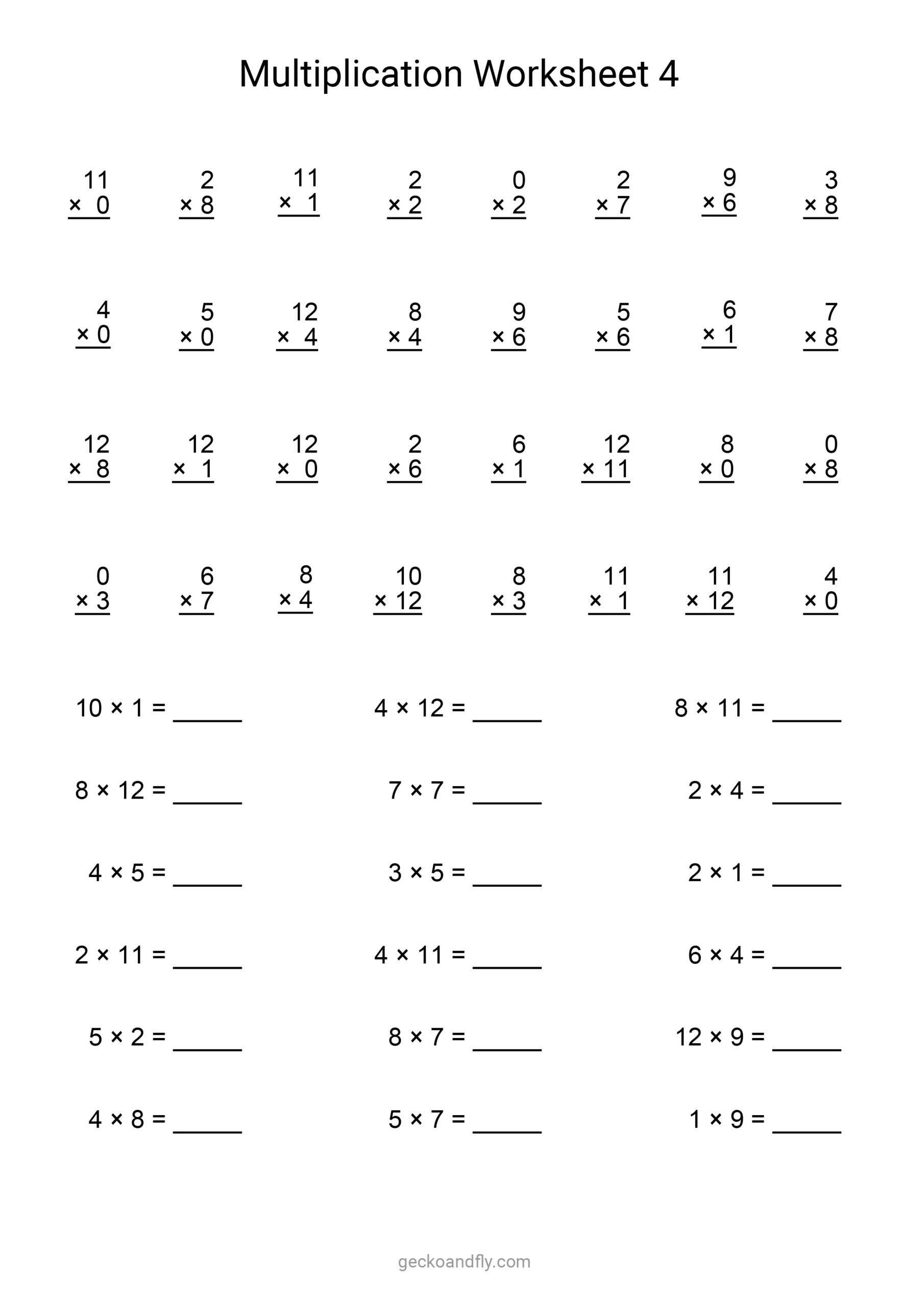 20+ Free Printable Multiplication 1-12 Worksheets, With Arrays And within Live Worksheets Maths Grade 4 Multiplication