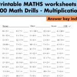 20 Printable Multiplication Worksheets, Maths Drills, Fill In The In Math Drills Com Multiplication Worksheets