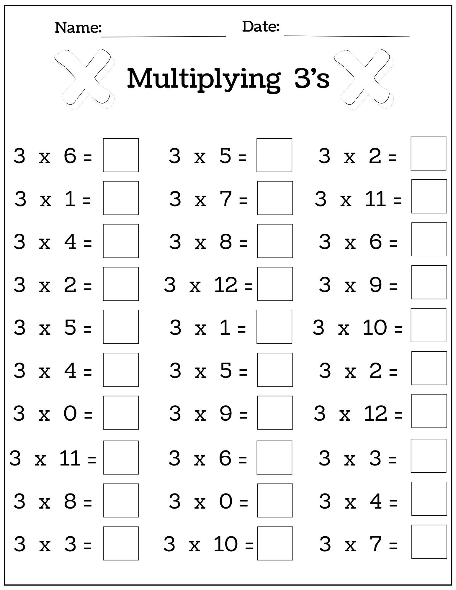 24 Printable Multiplication Worksheets, Fill In The Blanks intended for Free Basic Multiplication Worksheets