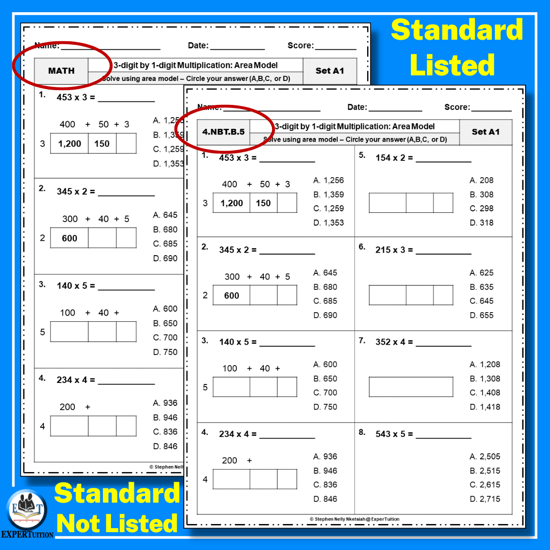 3 Digit1 Digit Area Model Multiplication Worksheets - Expertuition intended for 3 By 1 Digit Multiplication Worksheets