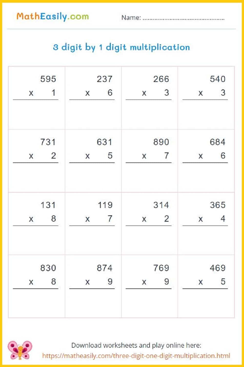 3 Digit1 Digit Multiplication Games + Worksheets regarding 1 Digit by 3 Digit Multiplication Worksheets