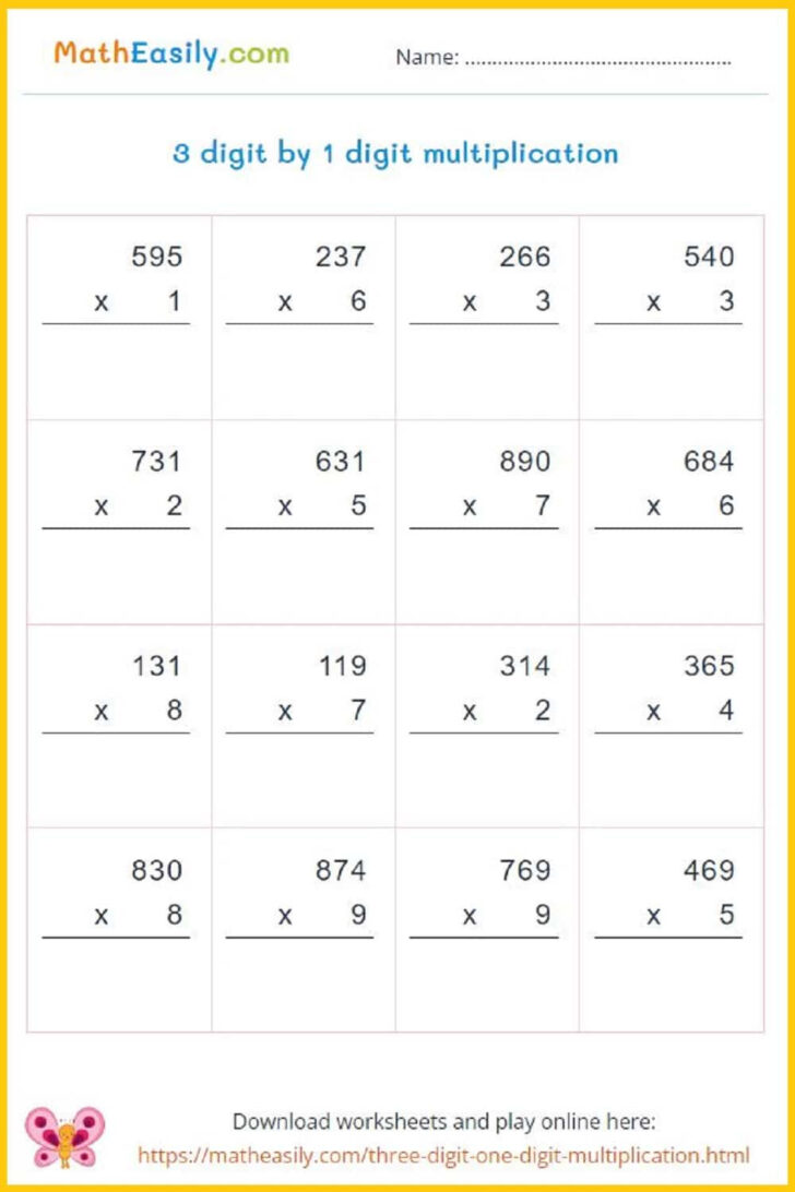 3 by 1 Multiplication Worksheet 3 by 1 Multiplication Worksheet