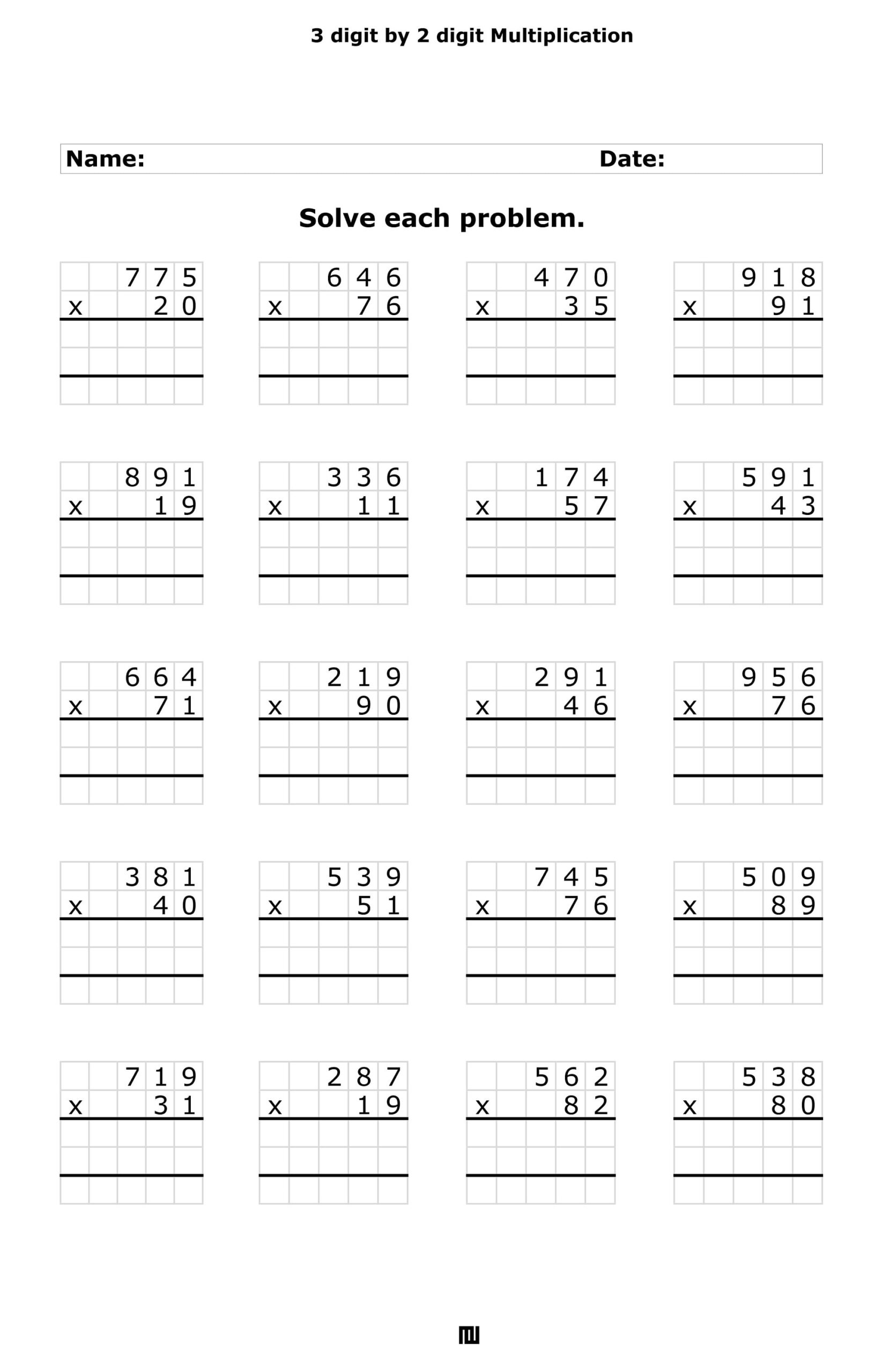 3-Digit2-Digit Multiplication Worksheets: 100 Pages (Pdf inside 3 Digit By 2 Digit Multiplication Worksheet