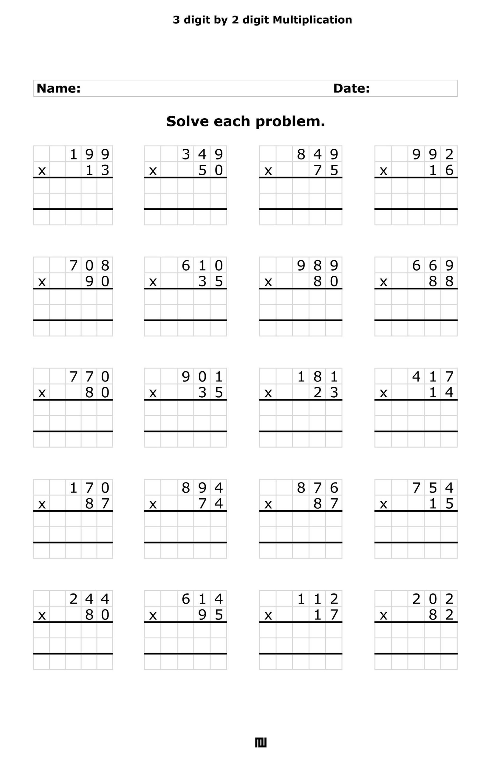 3-Digit2-Digit Multiplication Worksheets: 100 Pages (Pdf pertaining to 2 By 3 Multiplication Worksheets