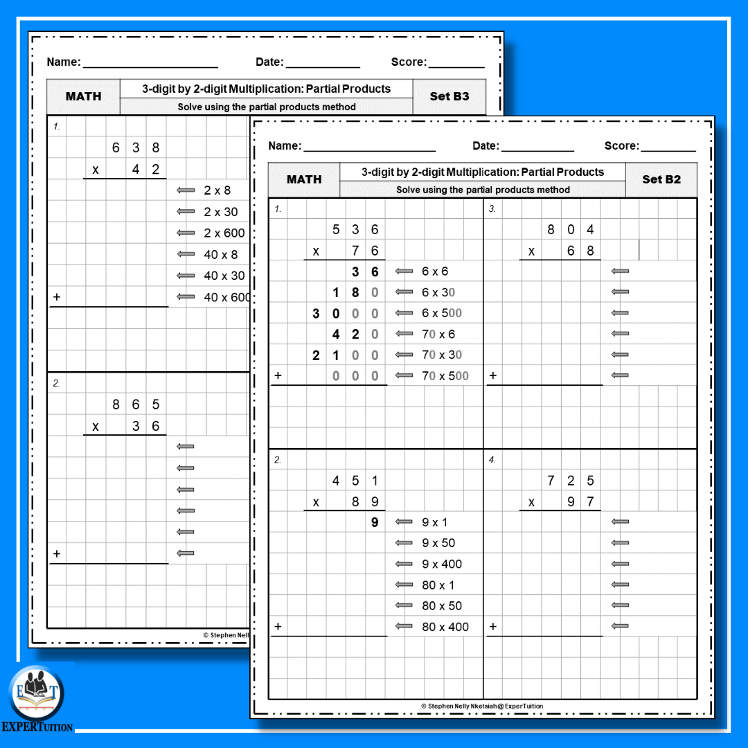 3 Digit2 Digit Partial Products Multiplication Worksheets regarding 3 Digit By 2 Digit Multiplication Worksheet