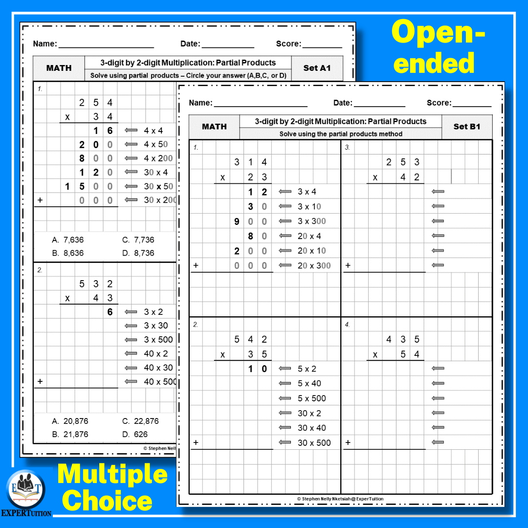 3 Digit2 Digit Partial Products Multiplication Worksheets regarding Multiplication 2 Digit by 3 Digit Worksheets