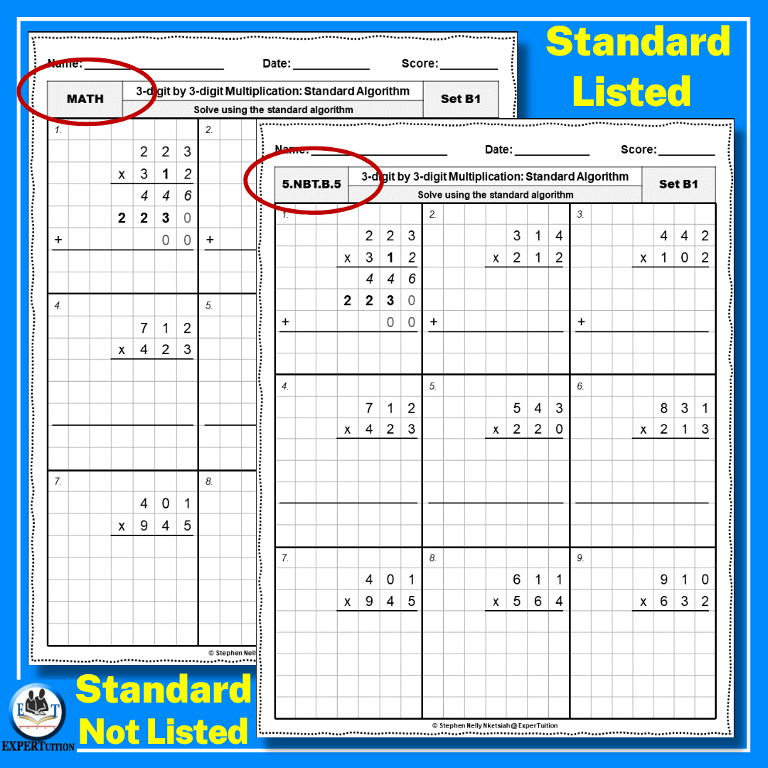 3 Digit3 Digit Long Multiplication Worksheets - Expertuition with 3 By 3 Digit Multiplication Worksheets