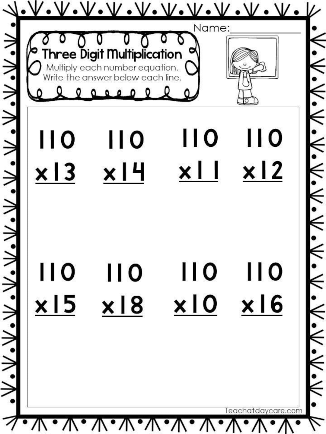 35 Printable Three Digit Multiplication Worksheets. Numbers 110 inside Three Digit by Three Digit Multiplication Worksheets