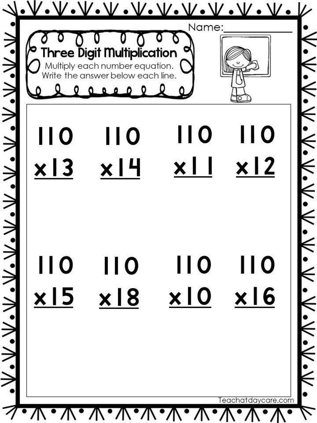 35 Printable Three Digit Multiplication Worksheets. Numbers 110 intended for Multiplication Three Digit By Three Digit Worksheets