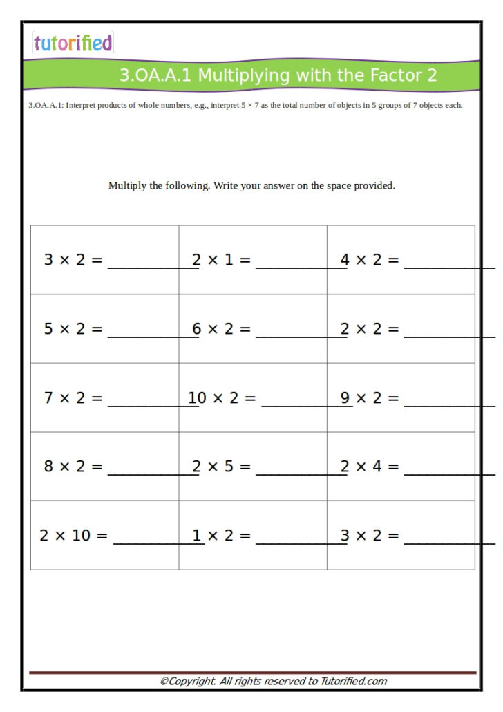 Multiplication Common Core Worksheets