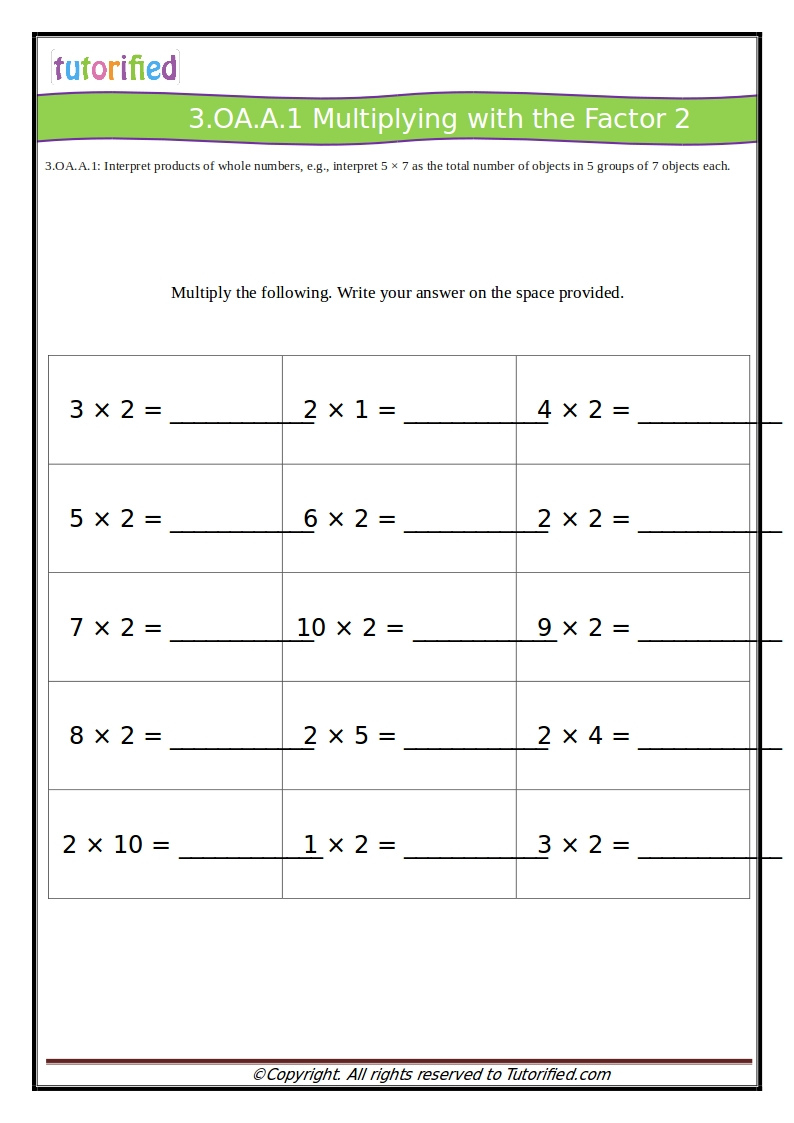 3Rd Grade Common Core Math Worksheets for Multiplication Common Core Worksheets