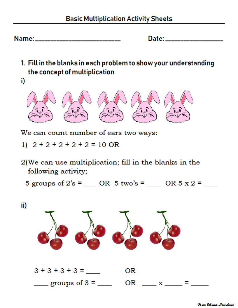 3Rd Grade Math - Basic Multiplication Activity Sheets &amp;quot;Check Out pertaining to Multiplication Grouping Worksheets Grade 3
