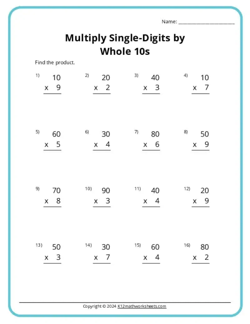 3Rd Grade Multiplication Worksheets - K12 Math Worksheets with Multiplication Worksheet 3rd Grade
