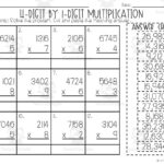 4 Digit X 1 Digit Multiplication Matching Worksheet For Multiplication Worksheets 4 Digit Numbers