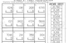 4 Digit X 1 Digit Multiplication Matching Worksheet intended for 4 Digit X 1 Digit Multiplication Worksheet