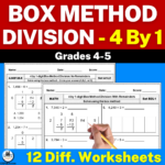 4 Digit1 Digit Box Method Division Worksheets 4Th Grade In 5th Grade Box Method Math Worksheet