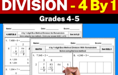 4 Digit1 Digit Box Method Division Worksheets 4Th Grade in 5th Grade Box Method Math Worksheet