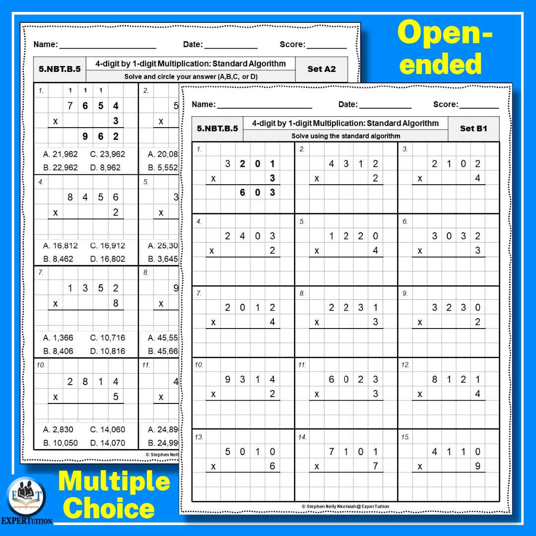 4 Digit1 Digit Long Multiplication Worksheets - Expertuition intended for Multiplication Worksheets 4 Digits