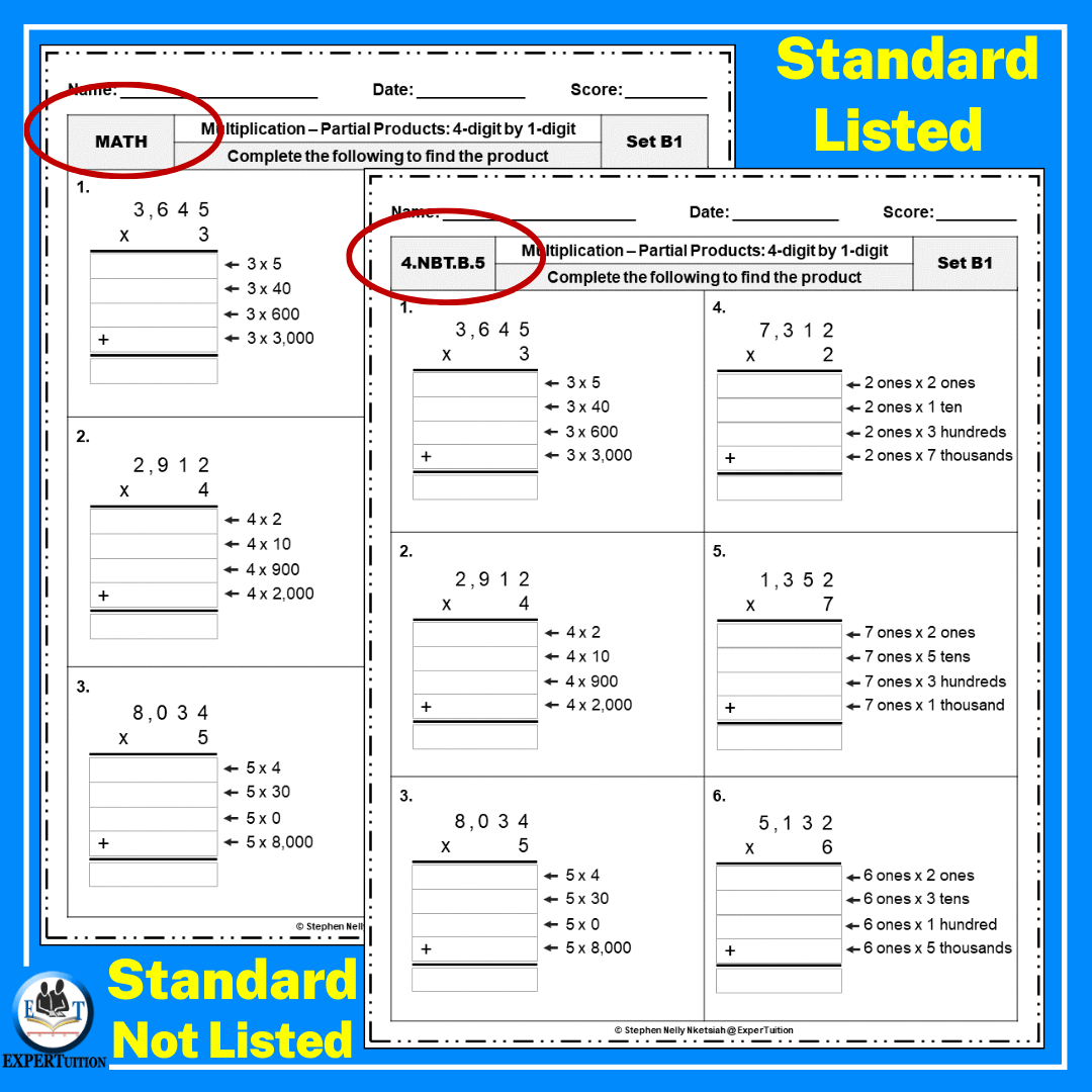 4-Digit1-Digit Multiplication Assessment Worksheets - Expertuition regarding Multiplication Worksheets 4 Digit By 1 Digit
