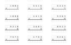 4 Digit1 Digit Multiplication For Daily Practice. Multiply In in 4 Digit X 1 Digit Multiplication Worksheet