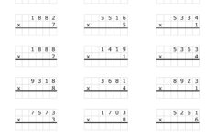 4 Digit1 Digit Multiplication For Daily Practice. Multiply In inside 4 Digit by 1 Digit Multiplication Worksheets
