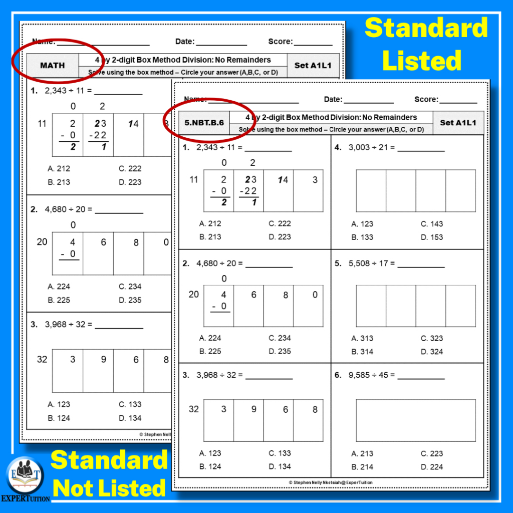 Box Method Multiplication 5th Grade Worksheet | Multiplication Worksheets