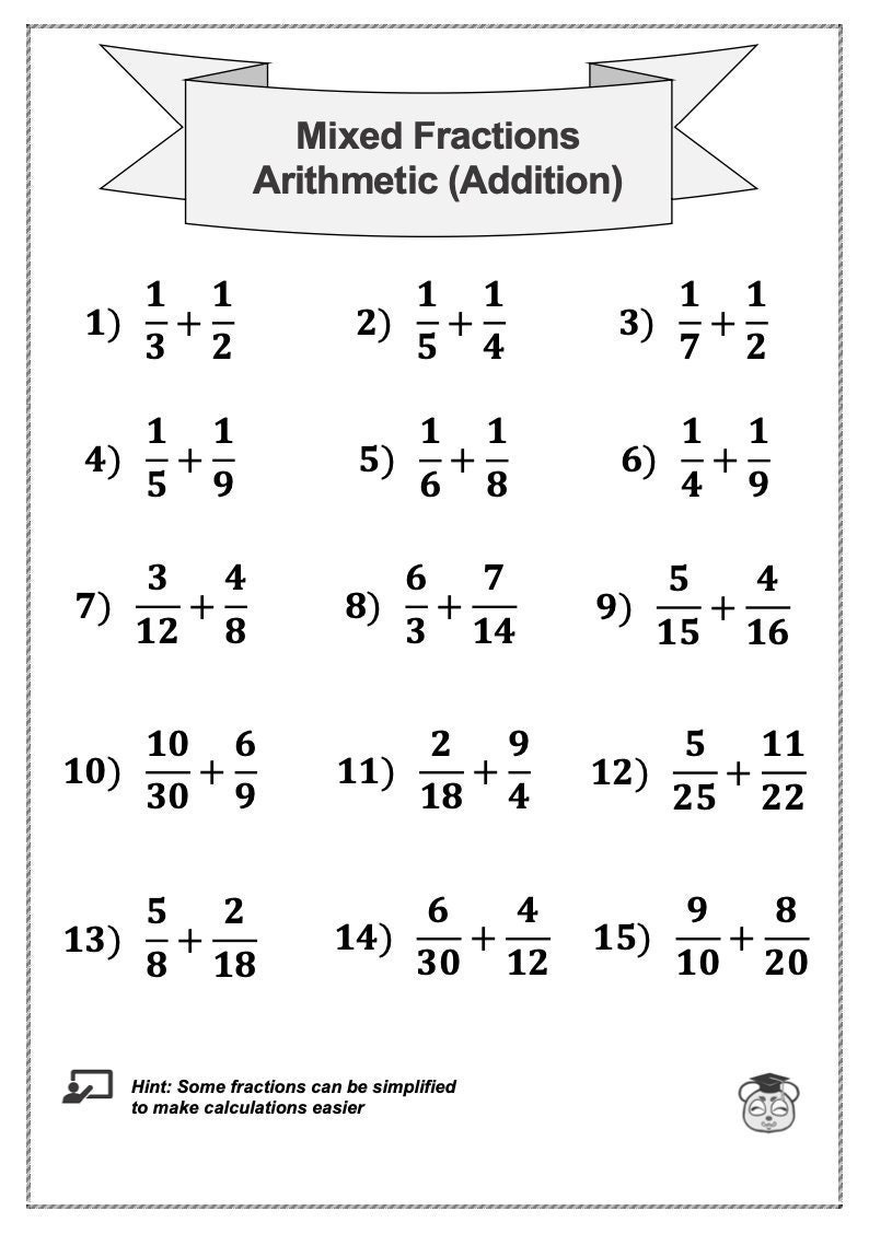 4 Printable Mixed Fraction Arithmetic Math Worksheet! Addition pertaining to Addition Subtraction Multiplication and Division Worksheet
