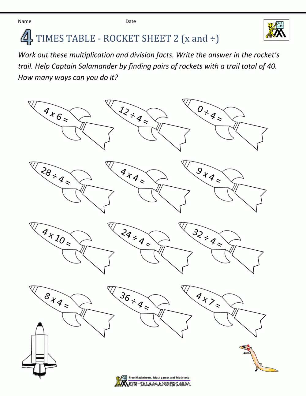 4 Times Table Worksheet Page intended for 4 X Multiplication Worksheets